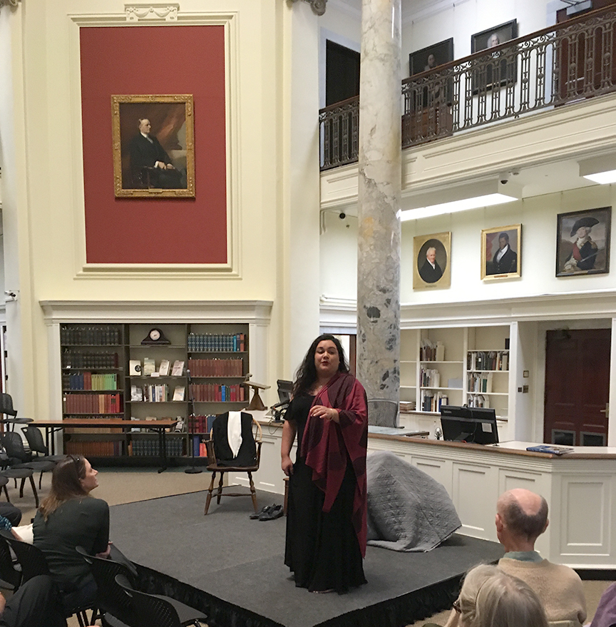 Poai Lincoln performs at the American Antiquarian Society in October 2019 during an event for the 2019 Hawai‘i Mission Bicentennial in New England.